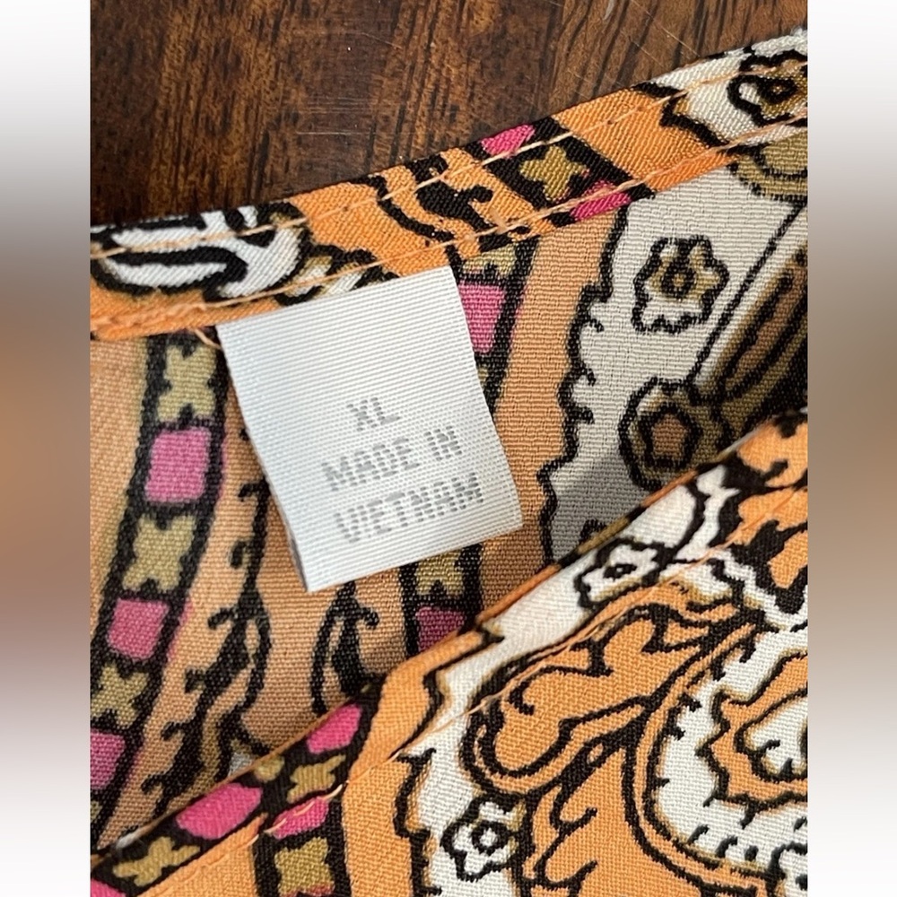 New York & Co orange paisley boho hippie ladies tunic top size XL lightweight - Picture 9 of 11